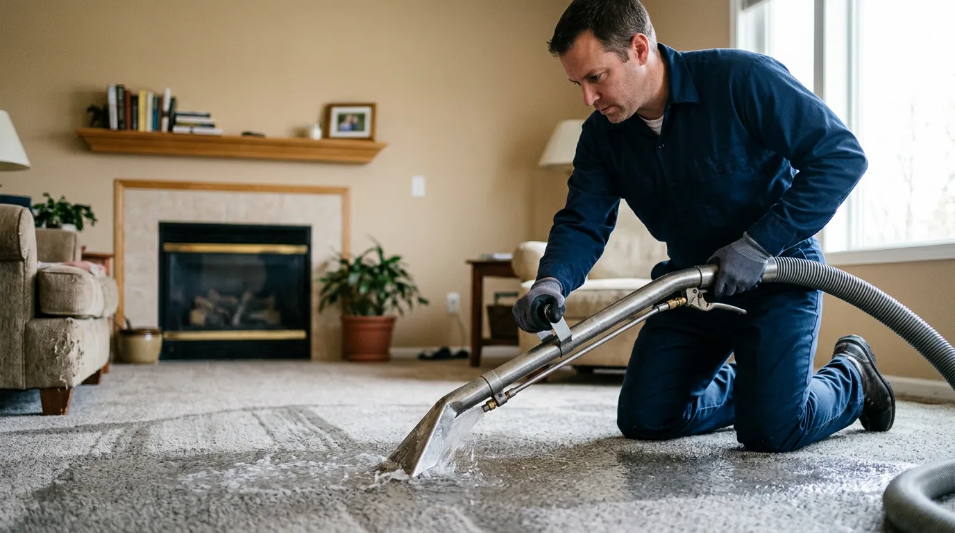 Water damage restoration technician working near Pointe Aux Pins, MI